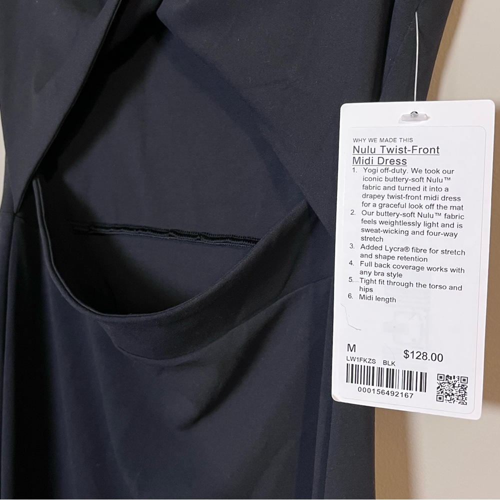 Lululemon NEW Nulu Twist Front Athleisure Sleeveless Stretch Midi Dress Black M - Picture 4 of 7